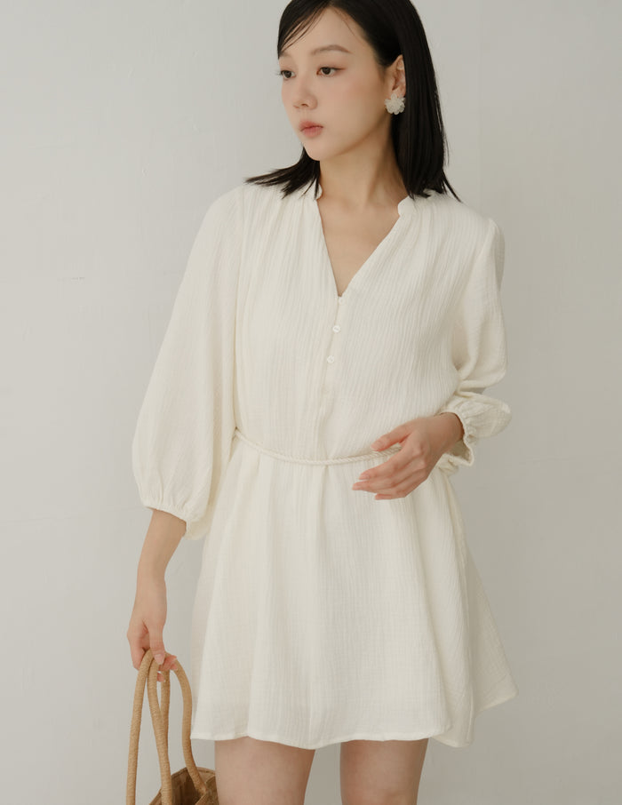 Lillie Muslin Mini Dress in Ivory