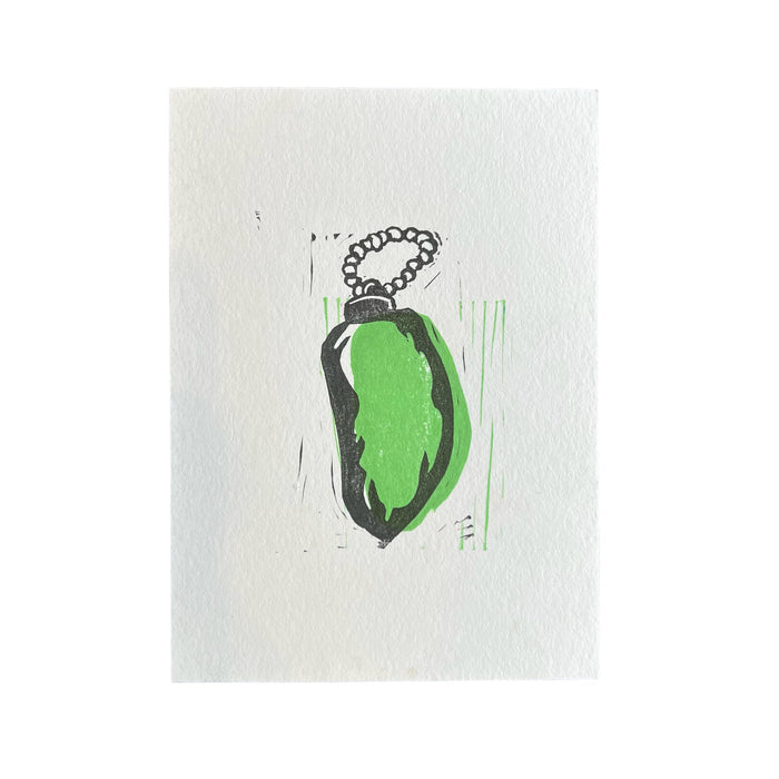 "Lucky Keychain" Lino Print