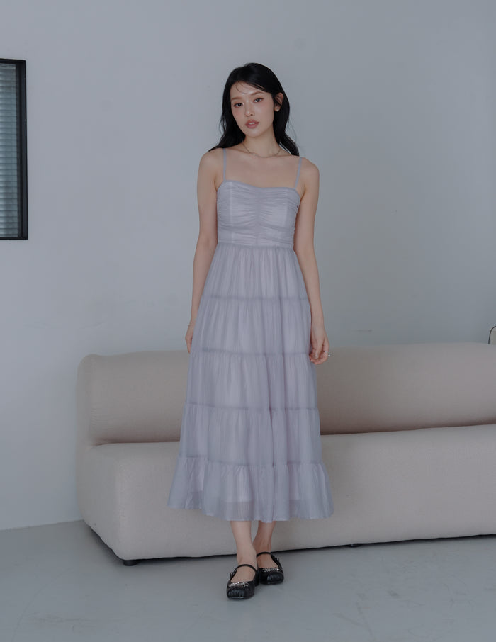 Lyndsey Padded Maxi Dress in Lilac