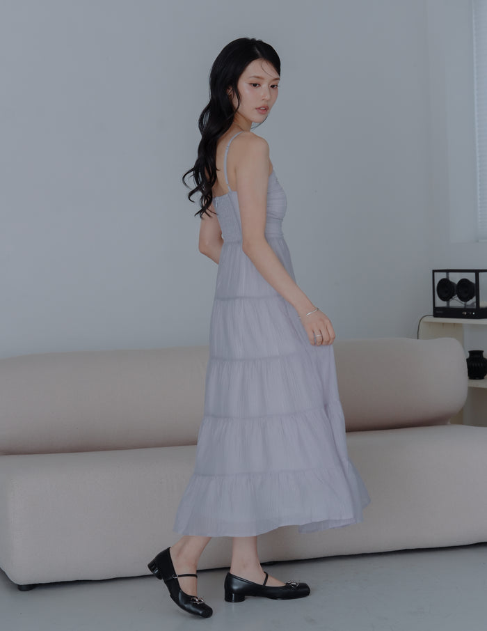 Lyndsey Padded Maxi Dress in Lilac