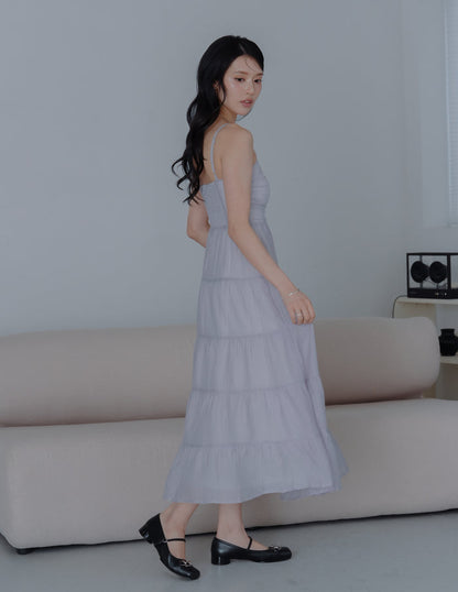 Lyndsey Padded Maxi Dress in Lilac