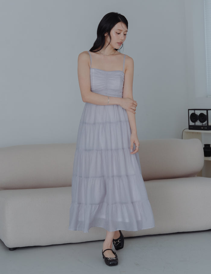 Lyndsey Padded Maxi Dress in Lilac