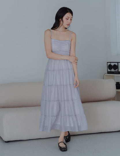 Lyndsey Padded Maxi Dress in Lilac