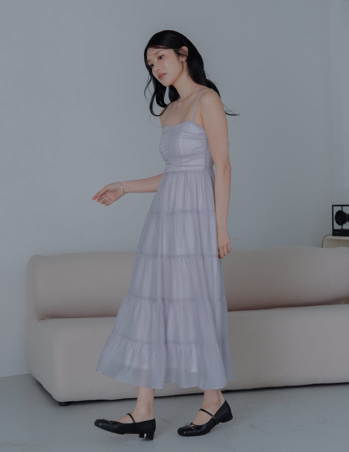 Lyndsey Padded Maxi Dress in Lilac
