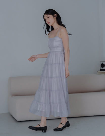 Lyndsey Padded Maxi Dress in Lilac