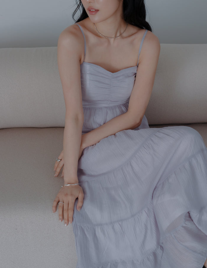 Lyndsey Padded Maxi Dress in Lilac