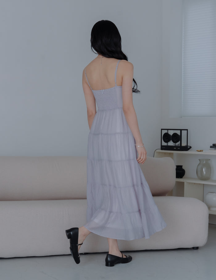 Lyndsey Padded Maxi Dress in Lilac