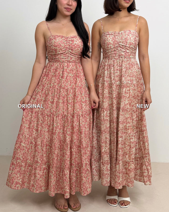 Lyndsey Padded Maxi Dress in Vintage Floral