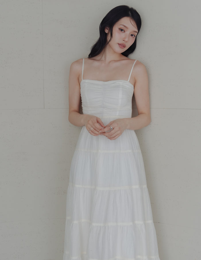 Lyndsey Padded Maxi Dress in White
