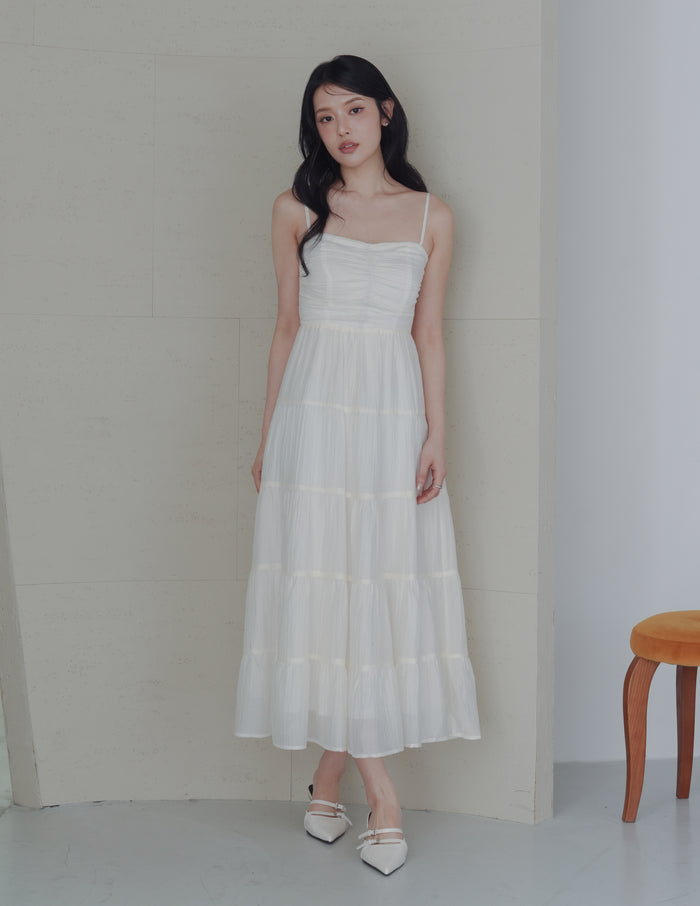Lyndsey Padded Maxi Dress in White