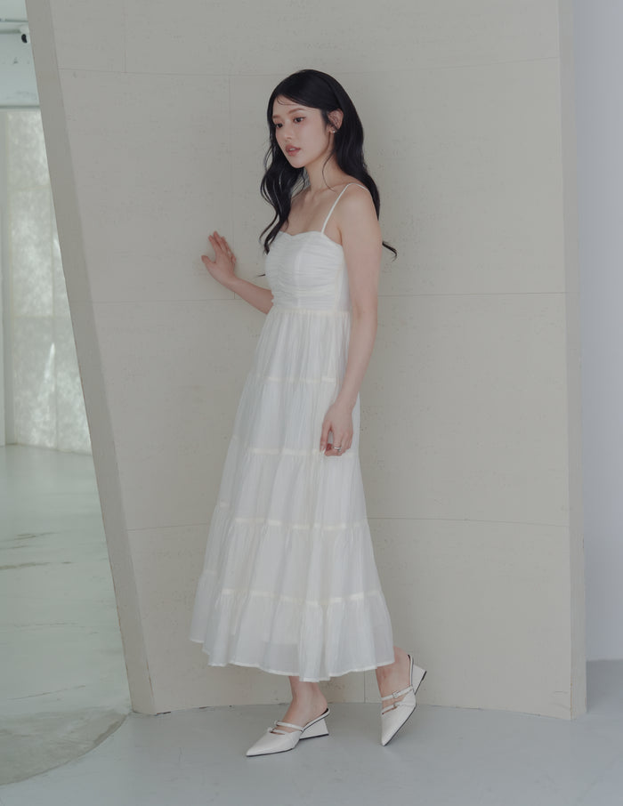 Lyndsey Padded Maxi Dress in White