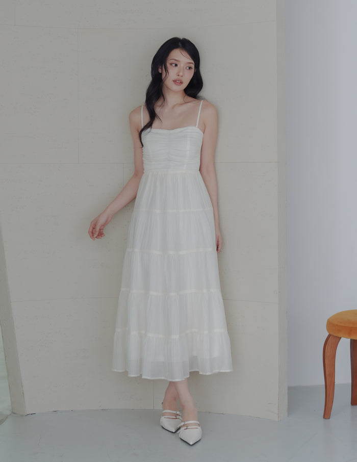 Lyndsey Padded Maxi Dress in White