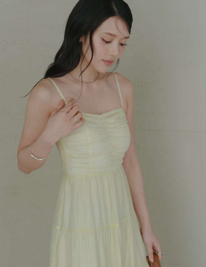 Lyndsey Padded Maxi Dress in Yellow