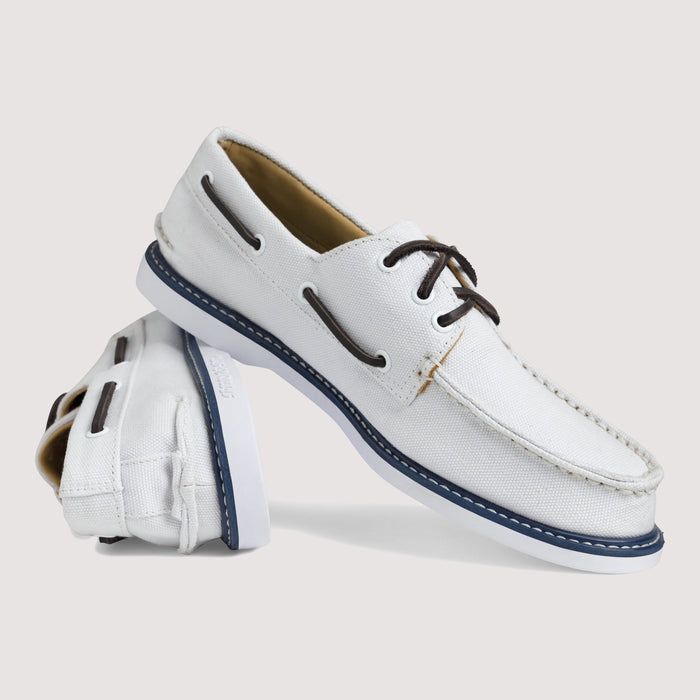 Men's Authentic Original 3-Eye Canvas Boat Shoe White