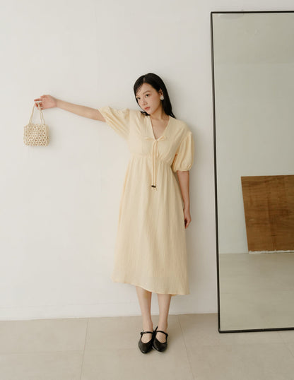 Millie Muslin Midi Dress in Butter Yellow