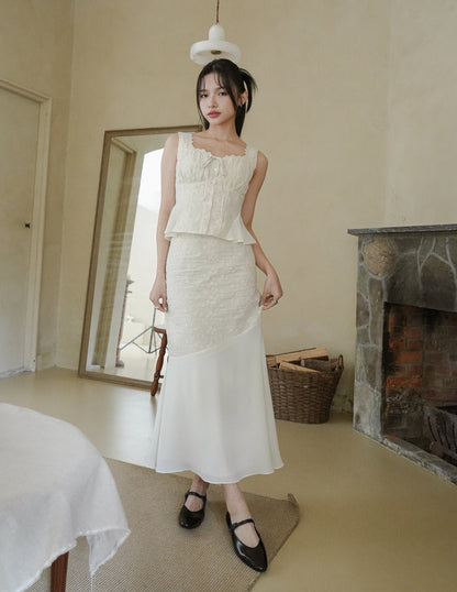 Molly Lace Trimmed Peplum Top in Eyelet