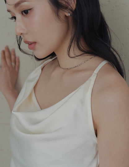 Nova Cowl Satin Top in Ivory