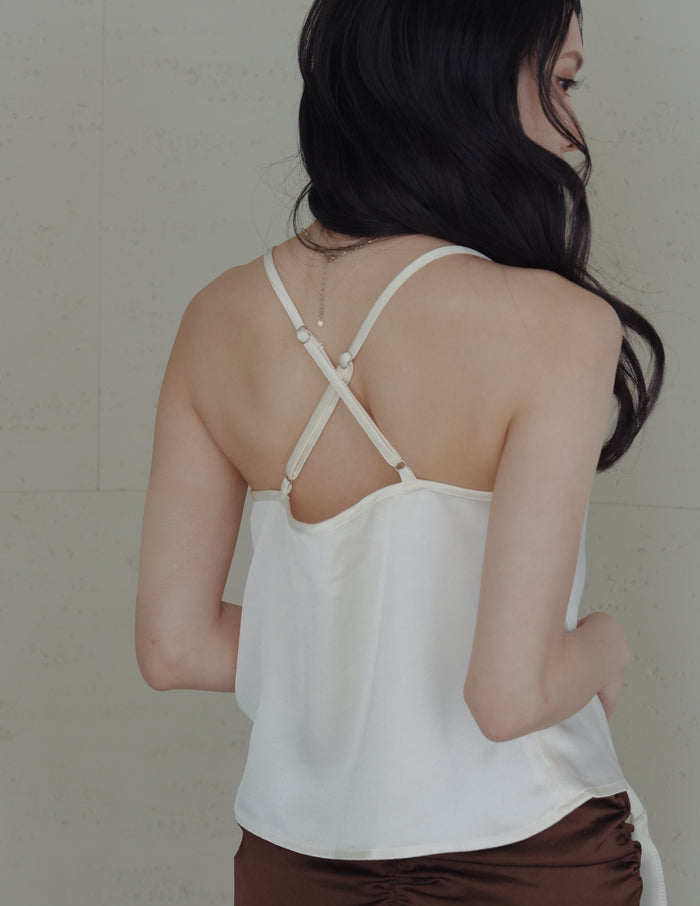 Nova Cowl Satin Top in Ivory