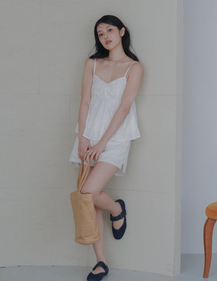 Rita Padded Babydoll Top in Eyelet