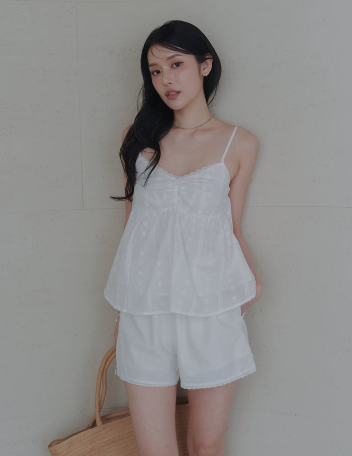 Rita Padded Babydoll Top in Eyelet
