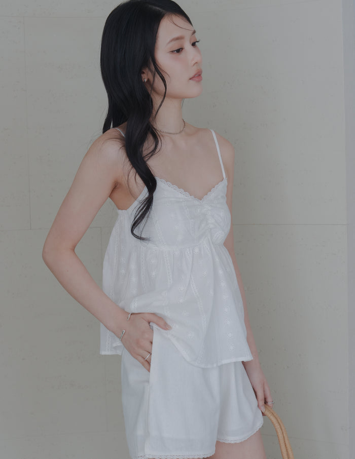 Rita Padded Babydoll Top in Eyelet