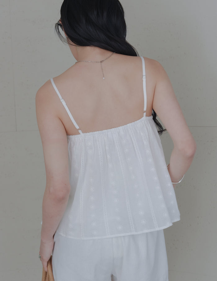 Rita Padded Babydoll Top in Eyelet