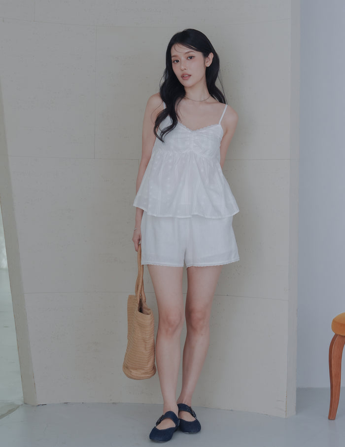 Rita Padded Babydoll Top in Eyelet
