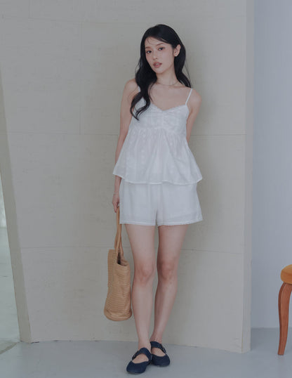 Rita Padded Babydoll Top in Eyelet