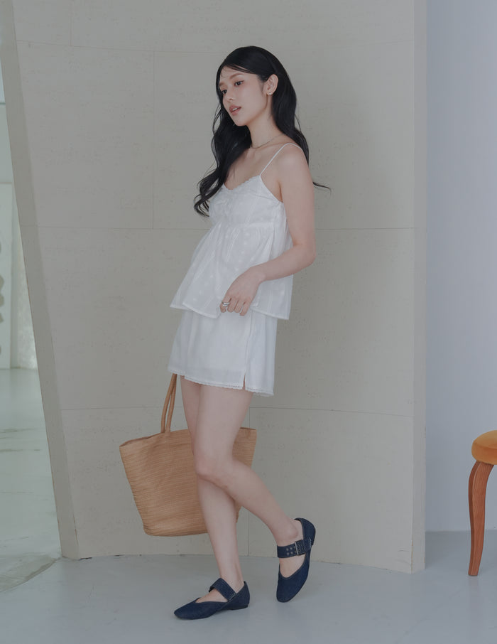 Rita Padded Babydoll Top in Eyelet