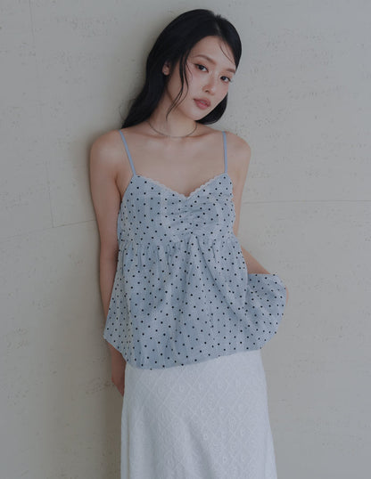 Rita Padded Babydoll Top in Polka Dot