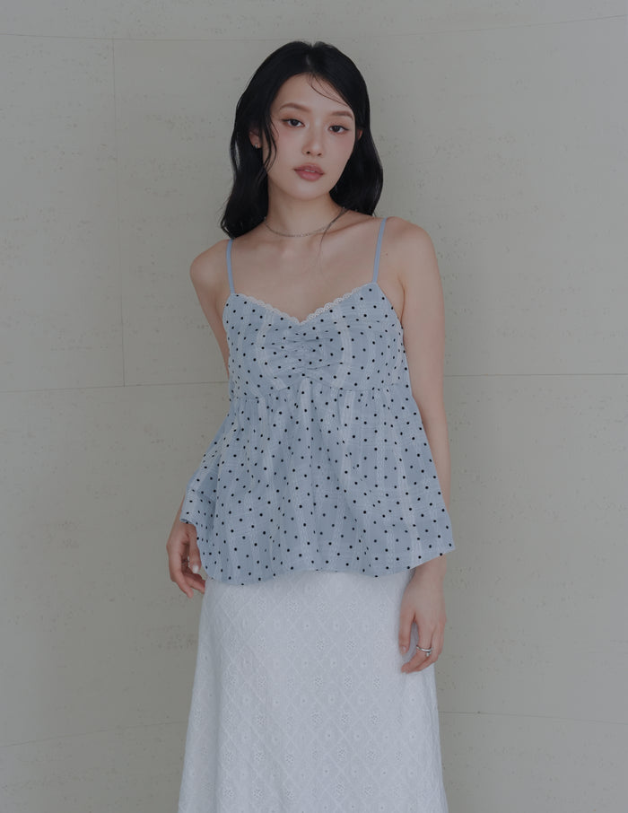 Rita Padded Babydoll Top in Polka Dot