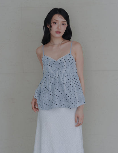 Rita Padded Babydoll Top in Polka Dot