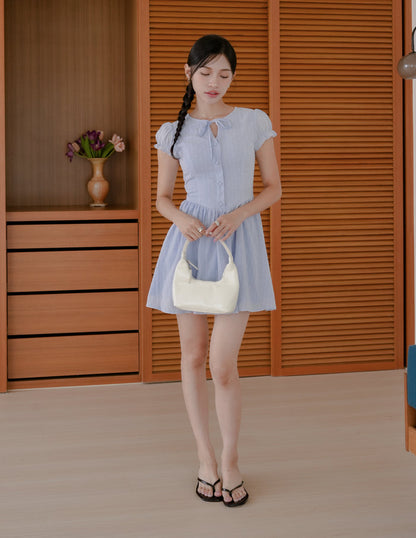 Seraphine Swiss Dot Mini Dress in Blue