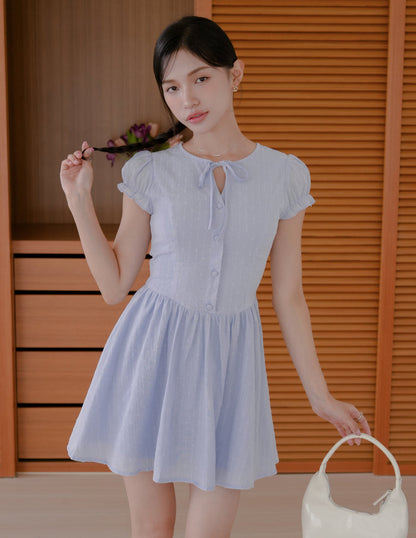 Seraphine Swiss Dot Mini Dress in Blue