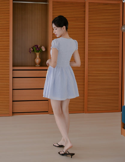 Seraphine Swiss Dot Mini Dress in Blue