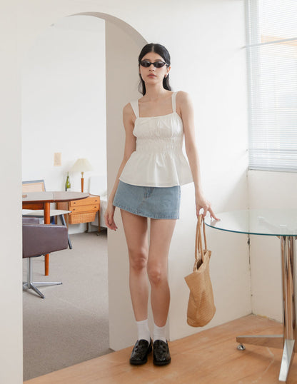Serene Peplum Padded Top in White