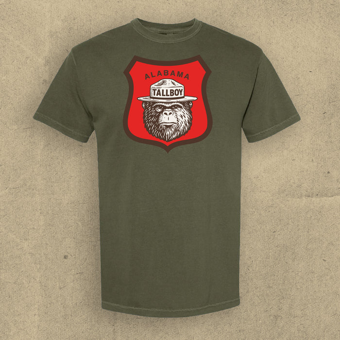 "Smokey - Tallboy Badge" Sage Unisex T-Shirt