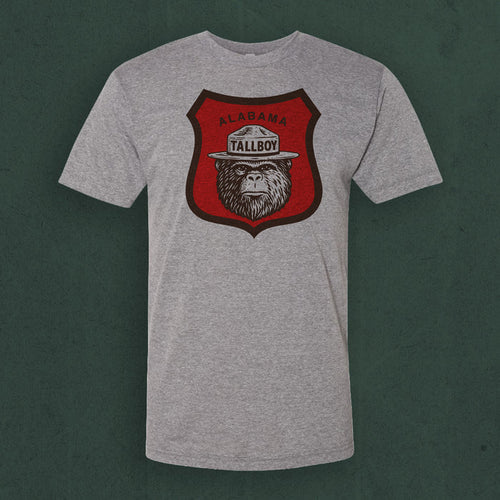 "Smokey - Tallboy Badge" Tri-Blend Grey Unisex T-Shirt