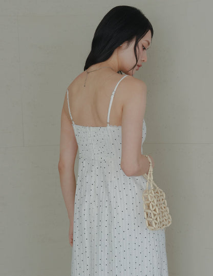 Sophia Lace Trim Midi Dress in Polka Dot