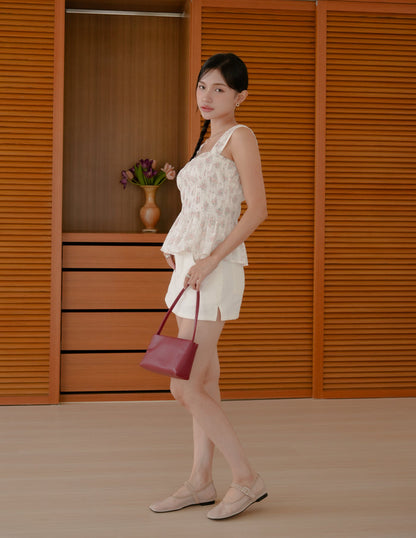 Suzzane Floral Peplum Top in Pink