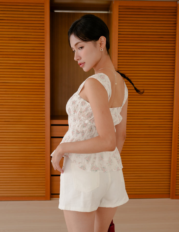Suzzane Floral Peplum Top in Pink