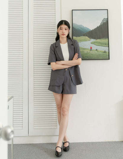 Tanya Linen Blazer in Grey