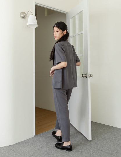 Tanya Linen Blazer in Grey