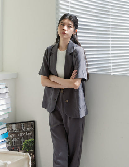 Tanya Linen Blazer in Grey