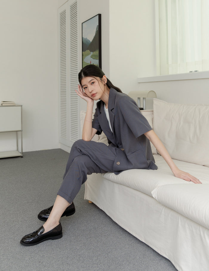 Tanya Linen Blazer in Grey