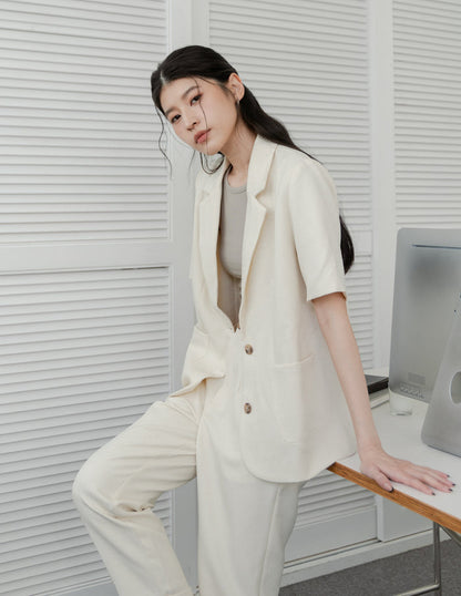 Tanya Linen Blazer in Sand