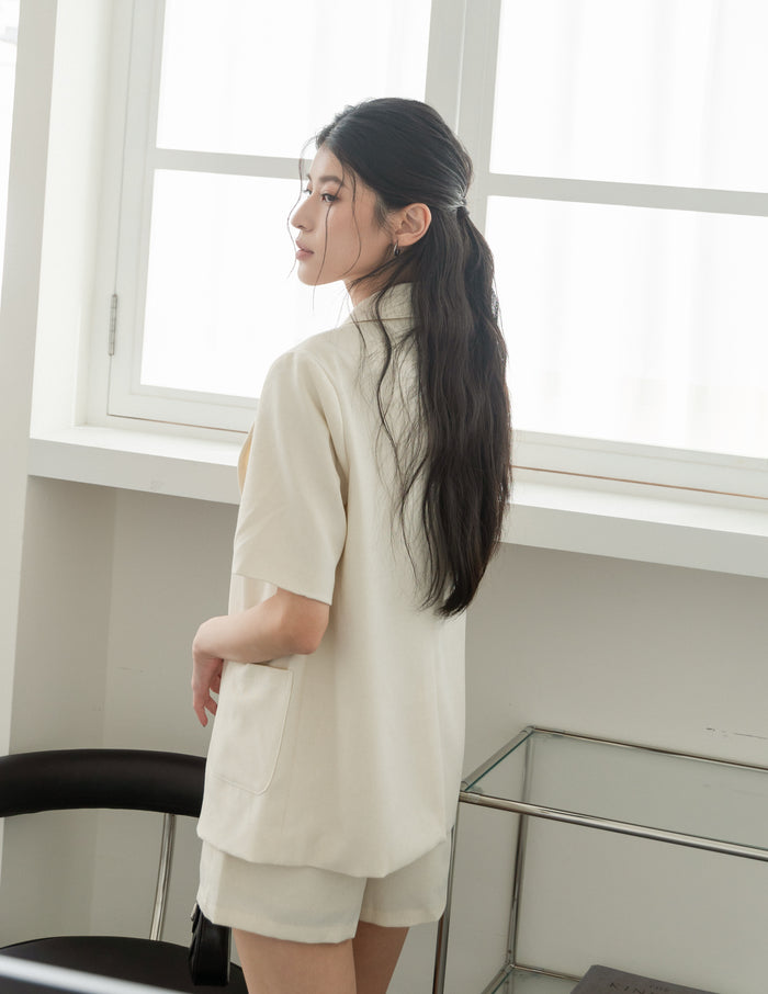 Tanya Linen Blazer in Sand