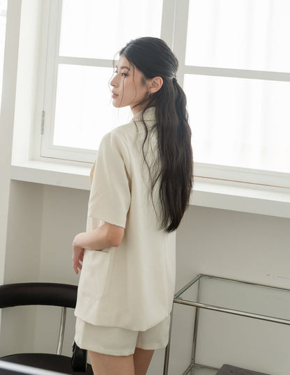 Tanya Linen Blazer in Sand