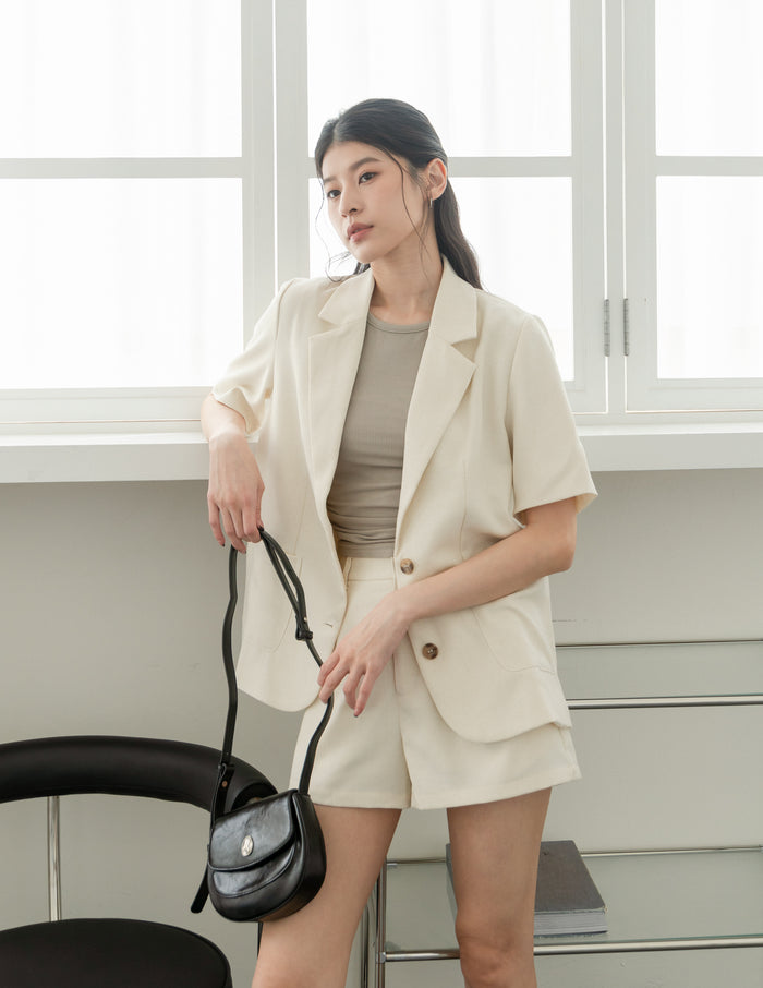 Tanya Linen Blazer in Sand