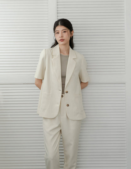 Tanya Linen Blazer in Sand
